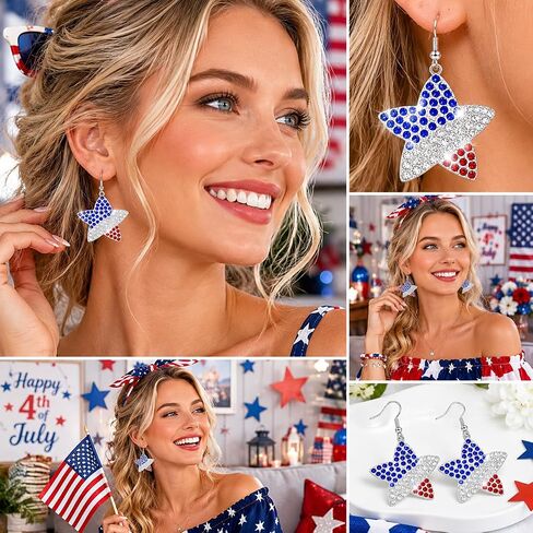 Mysense 250 Anniversary USA Merchandise, Fourth of July Earrings, Perfect for 4th of July Outfits for Women, Holiday Jewelry Accessories & Independence Day Gifts in Saudi Arabia