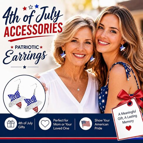 Mysense 250 Anniversary USA Merchandise, Fourth of July Earrings, Perfect for 4th of July Outfits for Women, Holiday Jewelry Accessories & Independence Day Gifts in Saudi Arabia