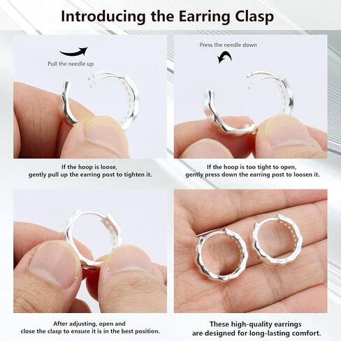 Silver Hoop Earrings, Small Chunky Silver Shiny Cubic Zirconia Twisted Hoop Earrings for Women Trendy Hypoallergenic Lightweight Thick Wave Huggie Earing Jewelry for Women Gifts in Box in Kuwait