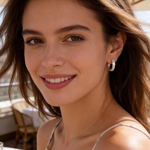 Silver Hoop Earrings, Small Chunky Silver Shiny Cubic Zirconia Twisted Hoop Earrings for Women Trendy Hypoallergenic Lightweight Thick Wave Huggie Earing Jewelry for Women Gifts in Box in Kuwait