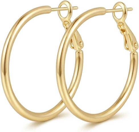 14K Yellow Gold Hoop Earrings for Women Thin Gold Hoops Hypoallergenic Lightweight Large Hoops Earring for Woman 2MMx30/40/50/60MM in Saudi Arabia