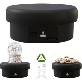 JAYEGT Motorized Rotating Display Stand ,4.7 inch/ 9Lbs Load , Spinning Display Stand for Jewelry,Watch,Tumbler ,360 Degree Electric Rotating Turntable for Photography Products, Online show-Black in Saudi Arabia
