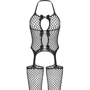 Women's Mesh Fishnet Bodystocking Babydoll Leopard Lingerie See Through Tights in Saudi Arabia