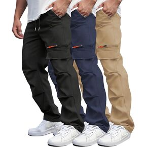 3 Pack Men's Cargo Pants Elastic Waist Relaxed Fit Sweatpants Joggers Tactical Work Pants with Pockets 2026 in Saudi Arabia