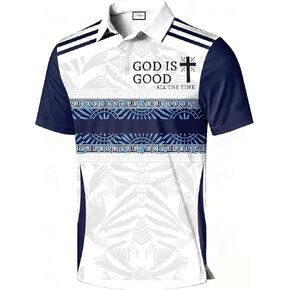 Men's Golf Polo Shirt, Faith Cross Print, Short Sleeve, Christian Graphic All-Over Print, Regular Fit in Saudi Arabia