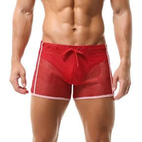 AIEOE Men’s Mesh Boxer Shorts Fishnet Lounge Hollow Underwear Trunks Sexy Loose See Through Boxer Briefs Bottom in Saudi Arabia