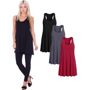 Popana Sleeveless Tunic Tops for Women, Flowy Soft Stretch Loose Dressy Fit Long Sleeveless Tops for Women 3-Pack in Saudi Arabia