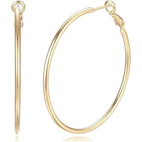 14K Gold Hoop Earrings for Women Trendy Gold Earrings Polished Chunky Hoop Earring Classic Dainty Earring for Women in Saudi Arabia