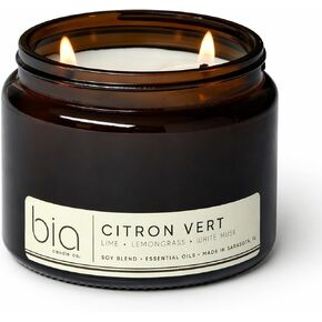 Citron Vert, Soy Candle, Lemon Ginger Bergamot, Lemongrass Lime, High Fragrance Load, Dual Lead-Free Wicks, Reusable Glass Jar, Uplifting Citrus Candle, 15 oz in Kuwait