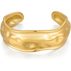 Chunky Gold Bracelet for Women - 14K Gold Plated Wide Open Bangle Trendy Boho Statement Bangle Bracelet Fashion Jewelry Gift in Saudi Arabia