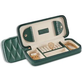 Bey-Berk Diamond-Quilted Leather Travel Jewelry Case, Black, 9" x 4" x 1.75" in Saudi Arabia
