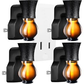 Blank Plug-in Air Freshener Polarized Wall Plug Oil Diffuser for DIY Characteristic Home Scent from Natural Essential Oil, EO+Water, Fragrance Refill (Black 4 Sets) in Kuwait