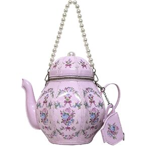 Women PU Leather Floral Handbag Crossbody Shoulder Bag Pearl Chain Valentine Purse for Girls in Saudi Arabia