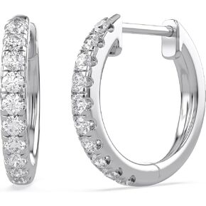 10MM Huggie Hoop Earrings for Women, 0.25 Carat (ctw) Round Natural or Lab Grown Diamond Hoop Earrings in 10K / 14K Gold or 925 Sterling Silver Jewelry for Her in Kuwait