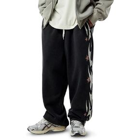 PacSun Men's Black Flame Star Fleece Baggy Sweatpants in Saudi Arabia