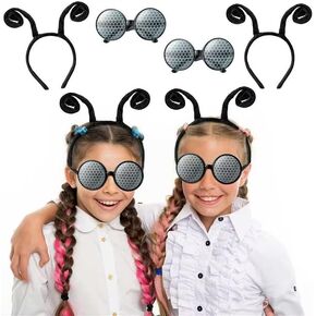 Yopyame 4PCS Fly Costume Bug Accessories Set Black Velvet Bug Antenna Headband with Glasses Insects Hairband Glasses Firefly Dragonfly Costume Accessories Bug Headband for Cosplay Party in Saudi Arabia