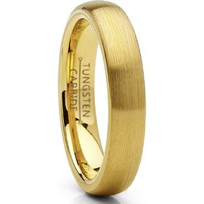 Metal Masters Co. Dome Tungsten Carbide Ring Goldtone Wedding Band 4mm Men Women Comfort Fit in Saudi Arabia