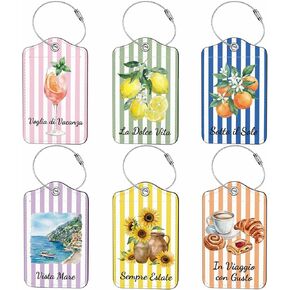 6 Pcs Luggage Tags for Suitcases, PU Leather Suitcase Tag for Travel, Travel Bag Tags with Stainless Steel Loop, Luggage ID Tag for Cruise, Carry On & Backpack (Tropical Vacation Style) in Saudi Arabia