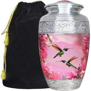 M MEILINXU Urn for Ashes for Women & Man, Cremation Urns for Human Ashes Adult Female & Male, Funeral Decorative, Engraving Urn, Purple Flower and Hummingbird - Large Full Size in Saudi Arabia