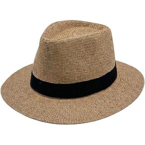 Panama Straw Fedora Hat Men Women Lightweight Breathable Summer Sun Hat 2.4in Brim UV Beach Travel Outdoor in Saudi Arabia
