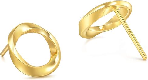 CHOW SANG SANG Essence 999 24K Gold Mobius Strips, Endless love Hoop Stud Earrings for Women 93863E in Kuwait