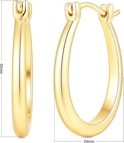 14K Gold Hoop Earrings for Women Modern U-Shaped Design Comfortable Wear Hypoallergenic Fashion Jewelry Multiple Sizes 17/25/30/35mm in Kuwait