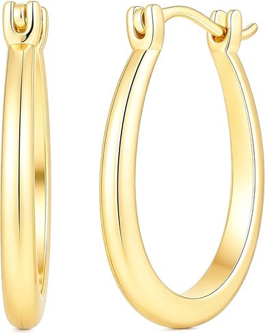 14K Gold Hoop Earrings for Women Modern U-Shaped Design Comfortable Wear Hypoallergenic Fashion Jewelry Multiple Sizes 17/25/30/35mm in Kuwait