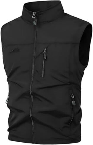 Men's Lightweight Outdoor Vest, Sleeveless Windproof Gilet, with Zipper Pockets, for Camping,Travel, Daily Casual Wear in Kuwait