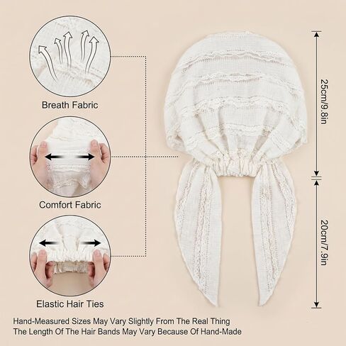 Gjinxi 1 PCS Chemo Headwear for Women, Pre-Tied Headwrap Head Scarf Slip On Turbans Soft Hats Chemo Beanie Cotton Coverings Scarves Lightweight Hair Loss Head Skull Cap White in Saudi Arabia