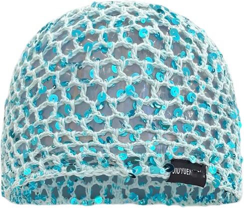 Summer Glitter Sequin Beanie Hollow Out Crochet Hat for Boho Beach Party in Saudi Arabia