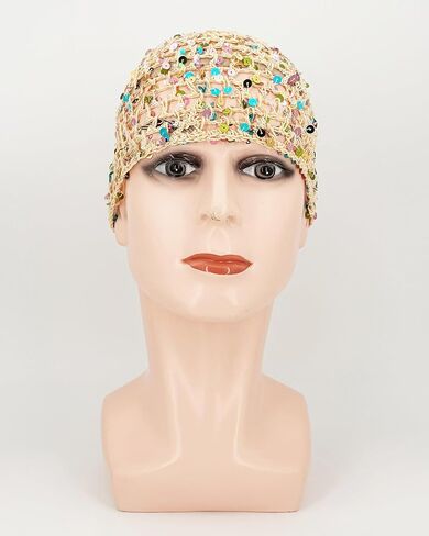 Summer Glitter Sequin Beanie Hollow Out Crochet Hat for Boho Beach Party in Saudi Arabia