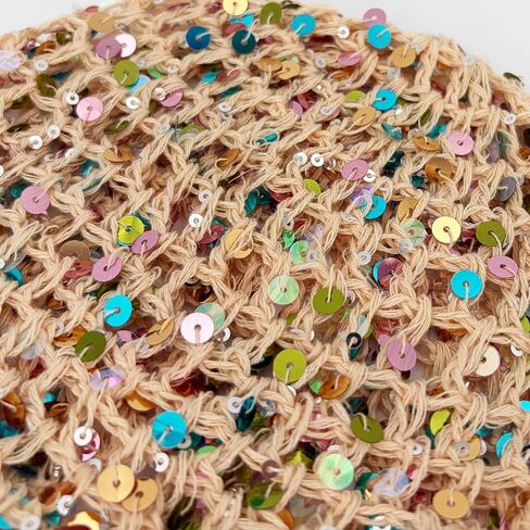Summer Glitter Sequin Beanie Hollow Out Crochet Hat for Boho Beach Party in Saudi Arabia