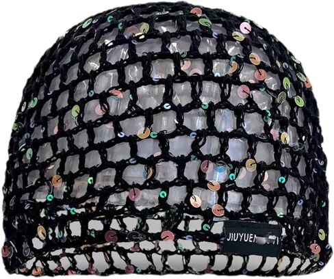 Summer Glitter Sequin Beanie Hollow Out Crochet Hat for Boho Beach Party in Saudi Arabia
