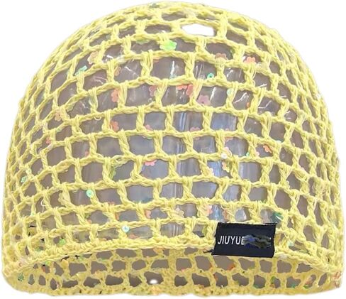Summer Glitter Sequin Beanie Hollow Out Crochet Hat for Boho Beach Party in Saudi Arabia