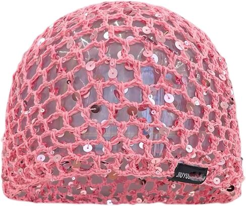 Summer Glitter Sequin Beanie Hollow Out Crochet Hat for Boho Beach Party in Saudi Arabia