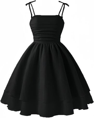 Ohrwurm Girls Summer Spaghetti Straps Smocked Ruched A Line Swing Dress Flowy Double Layered Tween Girl Party Dresses in Saudi Arabia