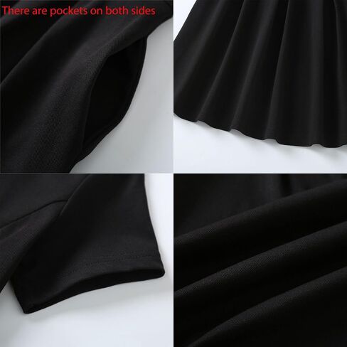 Girls' Casual Short Sleeve Dresses with Pockets，Girl Black Dress for Cute Skater and School Girls Dresses Size 4-14 Years in Saudi Arabia