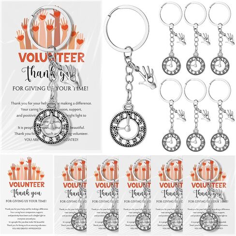 Liliaafar 18/36 Sets Volunteer Employee Appreciation Gifts Bulk Clock Keychains with Cards Bags Thank You Gifts for Volunteer in Kuwait