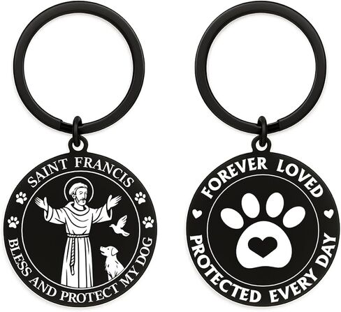 St. Francis Protect My Dog Keychain - Saint Francis Gifts for Dog Lovers - Pet Protection Gift for Fur-Friend in Saudi Arabia