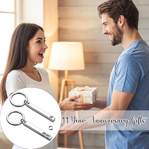 11th Anniversary Steel Gift for Women Men, 11 Year Anniversarys Wedding Gifts for Couple, Steel Anniversary Keychain Gifts for Him Her, 11th Anniversarys Gift for Husband Wife Boyfriend Girlfriend in Kuwait
