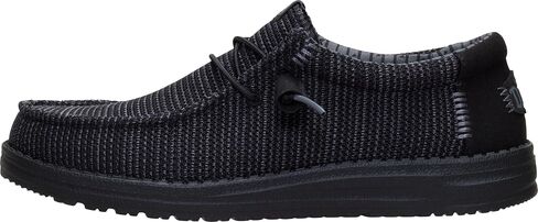HEYDUDE Men's Wally SE Stretch Sox Slip On Shoe, Black/Black Size 13 | Stretch Mesh | Elastic Laces | Lightweight | Flexible Outsole in Kuwait