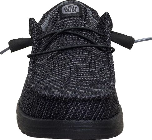 HEYDUDE Men's Wally SE Stretch Sox Slip On Shoe, Black/Black Size 13 | Stretch Mesh | Elastic Laces | Lightweight | Flexible Outsole in Kuwait