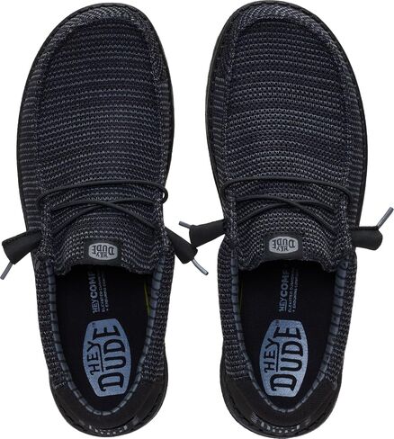 HEYDUDE Men's Wally SE Stretch Sox Slip On Shoe, Black/Black Size 13 | Stretch Mesh | Elastic Laces | Lightweight | Flexible Outsole in Kuwait