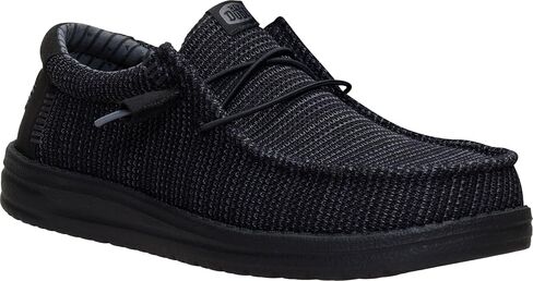 HEYDUDE Men's Wally SE Stretch Sox Slip On Shoe, Black/Black Size 13 | Stretch Mesh | Elastic Laces | Lightweight | Flexible Outsole in Kuwait