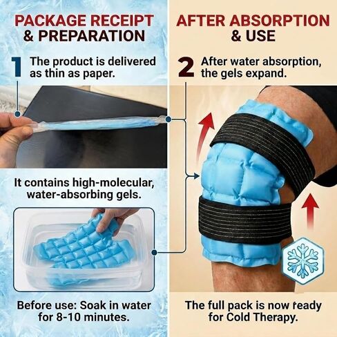 WORLD-BIO Ice Packs for Injuries Reusable, Knee Ice Pack Wrap with Straps, Gel Ice Wrap for Leg Pain Relief, Hot & Cold Compress Therap for Swelling, Arthritis, Sports Injuries, Light Blue, 1Pack in Saudi Arabia