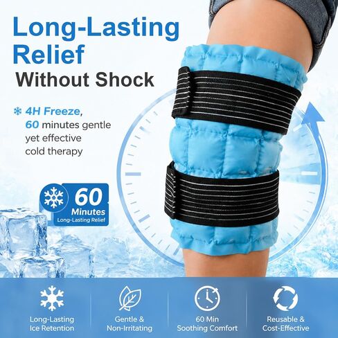 WORLD-BIO Ice Packs for Injuries Reusable, Knee Ice Pack Wrap with Straps, Gel Ice Wrap for Leg Pain Relief, Hot & Cold Compress Therap for Swelling, Arthritis, Sports Injuries, Light Blue, 1Pack in Saudi Arabia