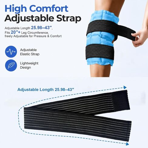 WORLD-BIO Ice Packs for Injuries Reusable, Knee Ice Pack Wrap with Straps, Gel Ice Wrap for Leg Pain Relief, Hot & Cold Compress Therap for Swelling, Arthritis, Sports Injuries, Light Blue, 1Pack in Saudi Arabia