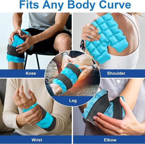 WORLD-BIO Ice Packs for Injuries Reusable, Knee Ice Pack Wrap with Straps, Gel Ice Wrap for Leg Pain Relief, Hot & Cold Compress Therap for Swelling, Arthritis, Sports Injuries, Light Blue, 1Pack in Saudi Arabia