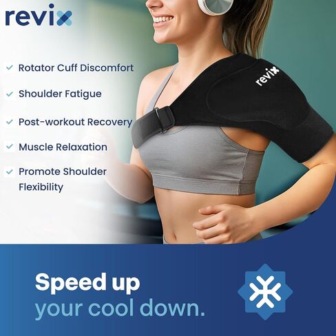 REVIX Triple-Layer Gel Shoulder Ice Pack Wrap for Rotator Cuff, Reusable Ice Pack Shoulder Brace with Extra Removable Coldfocus for 30-Min Long-Lasting Cold Therapy, Soothe Biceps & Muscle Discomfort in Kuwait