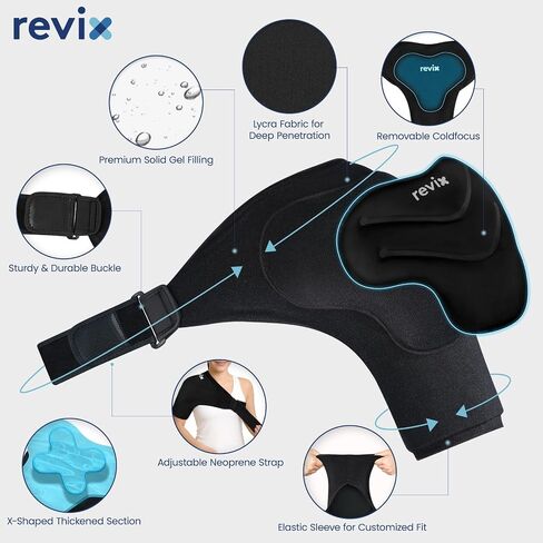 REVIX Triple-Layer Gel Shoulder Ice Pack Wrap for Rotator Cuff, Reusable Ice Pack Shoulder Brace with Extra Removable Coldfocus for 30-Min Long-Lasting Cold Therapy, Soothe Biceps & Muscle Discomfort in Kuwait